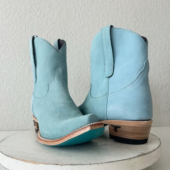 Lane EMMA JANE Womens Cowboy Bootie 8 Western Blue Cowgirl Short Ankle Boots - Picture 1 of 11